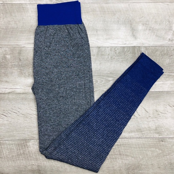 NWOT BLUE AND GREY WORKOUT LEGGINGS - Picture 1 of 2